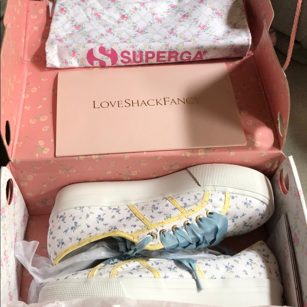 Loveshackfancy NIB W8.5 Blue Bonnet Platform Shoes